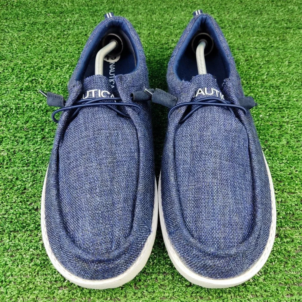 Nautica Loafers Mens 13 Blue Rushford Boat Shoes Textile Slip On Casual Comfort